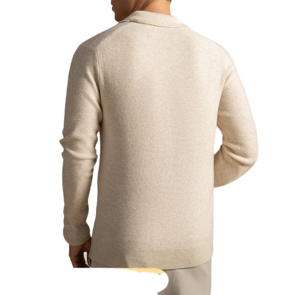 Men's Seagull Neck Cashmere Sweater Base Layer with Turn-Down Collar