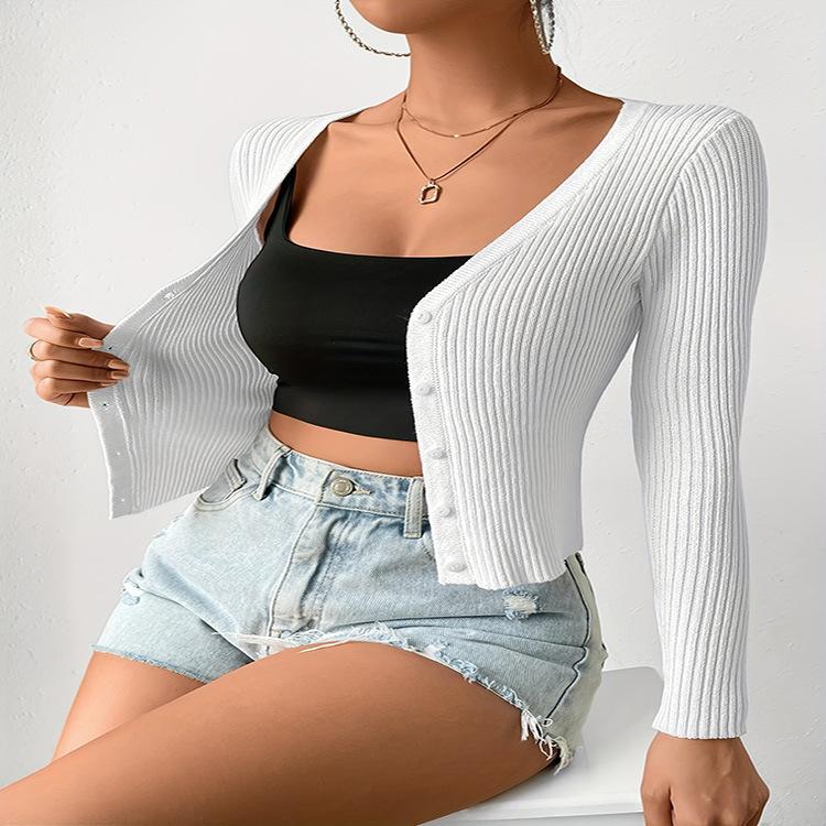 Women's Spring and Autumn Button Cardigan Knit Sweater