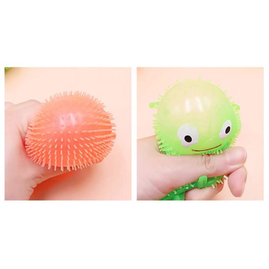 Cartoon Caterpillar LED Flashing Puffer Ball Squeeze Decompression Kids Toy