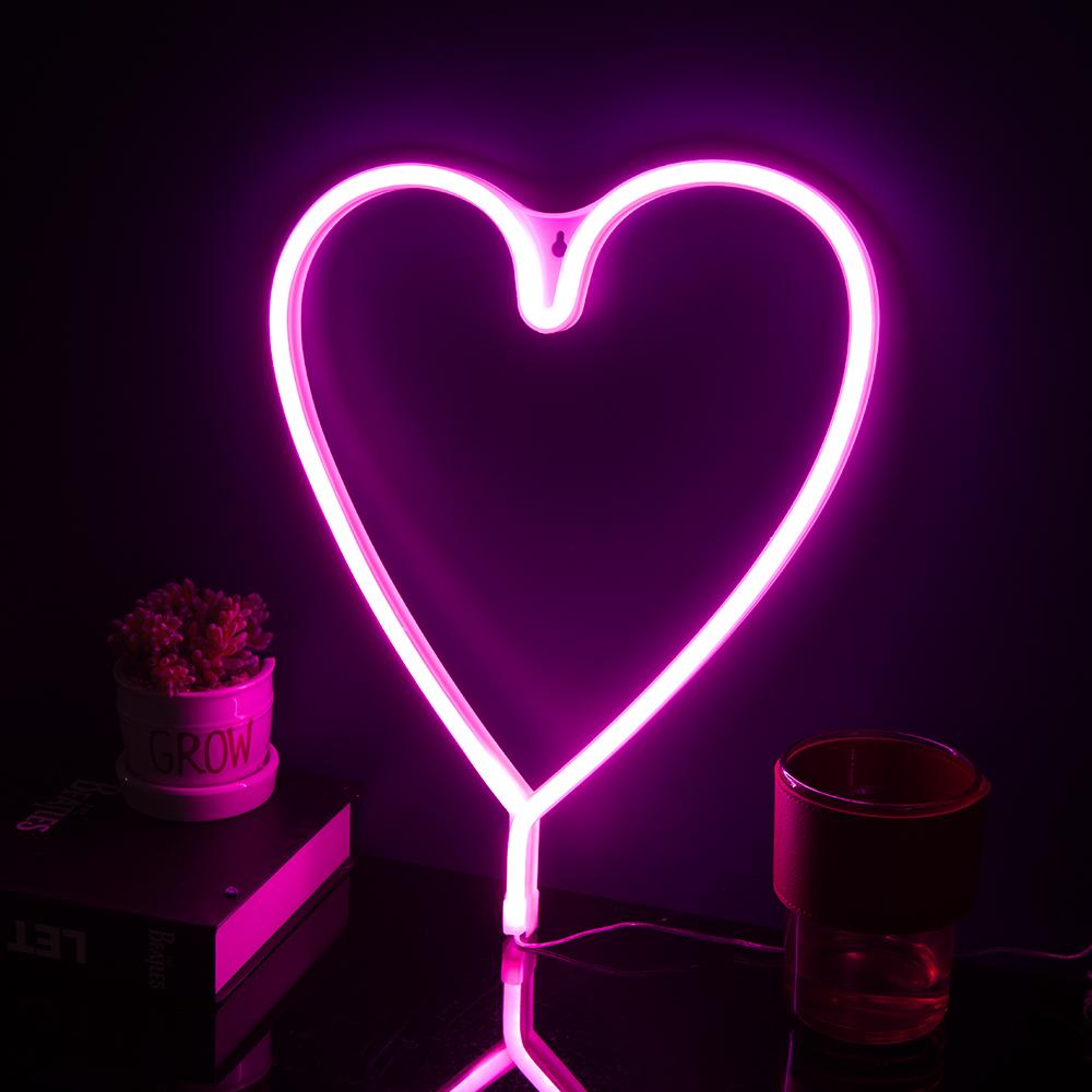 

1шт светодиодный большой неоновый моделирующий свет для украшения комнаты, подвесная настенная композиция с предложением, работающая от батареи или от USB розовый