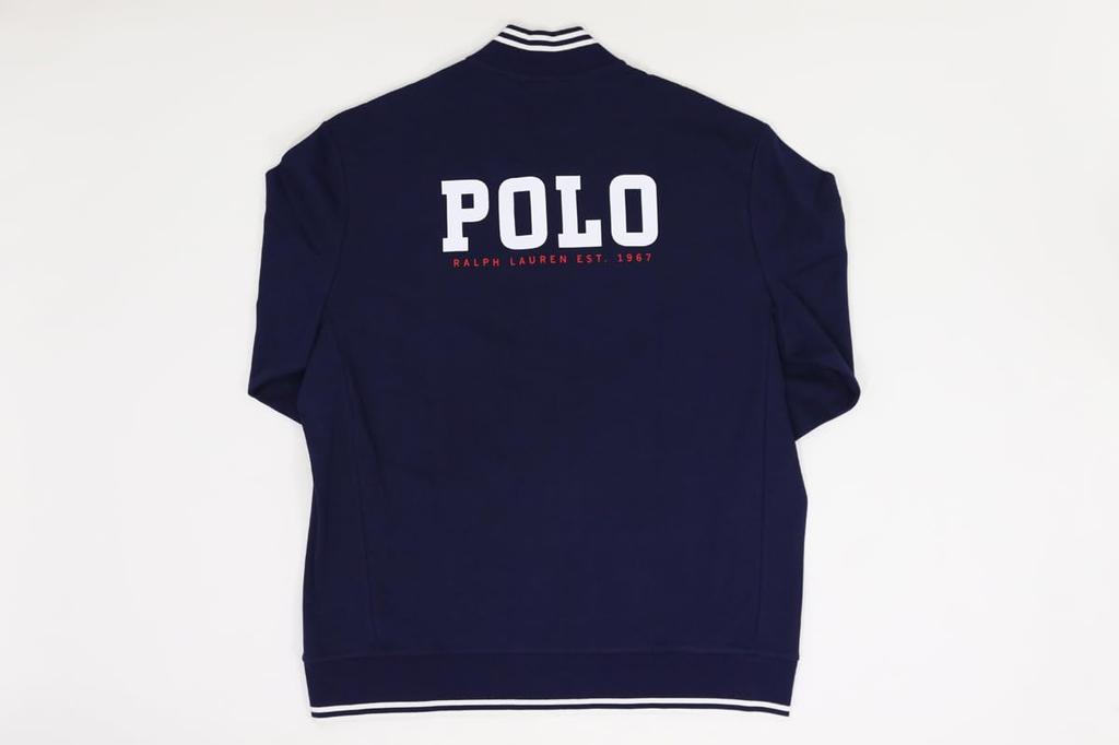 Polo Ralph Lauren Cotton Jersey Track Jacket with Back Size XXL Men's Full-Zip Logo, Navy, (Product Code 01020115)