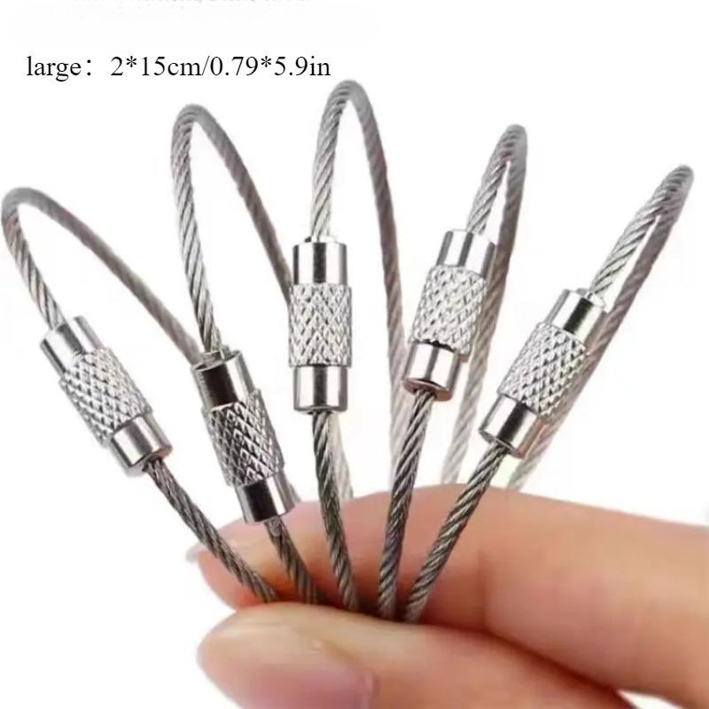 5pcs Metal Keychain Wire Rope Ring Keychain Screw Lock Small Tool Ring Wire Lock DIY Tag Accessories Key Chain