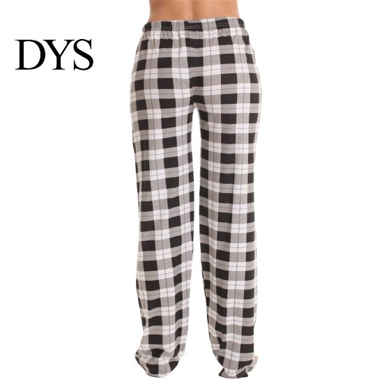 Loose Leg Women Trousers Long Pants Elastic Drawstring Waist Wide Casual Checked Pattern for Sporty Style Fit Home Versatile Leisure