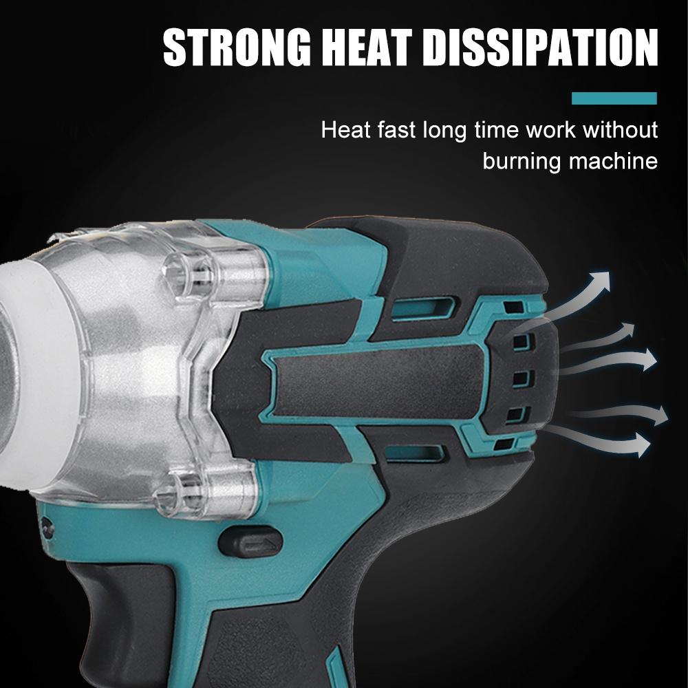 800N.m 388VF 4 Gear Brushless Cordless Electric Impact Wrench Screwdriver 1/2 inch Wrench for Battery