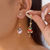 Elegant Asymmetric Christmas Earrings Rhinestones Tassels Dangle Jewelry For Women Holiday Gift Party Accessories