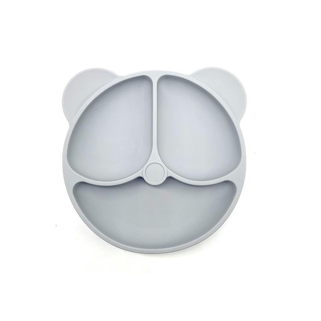 Silicone Cartoon Bear Baby Plate & Bowl Set with Integrated Suction Cup - Children's Tableware & Utensils