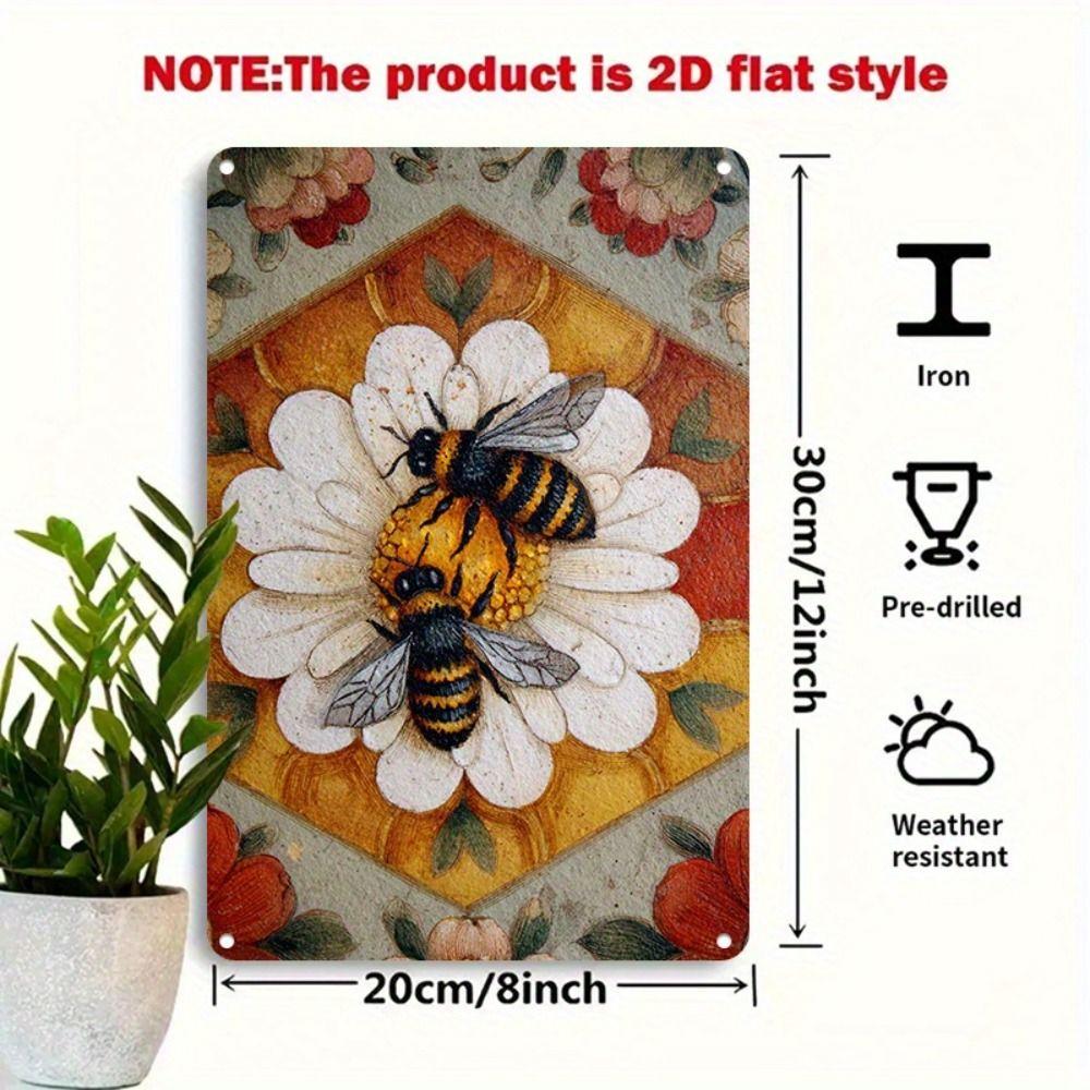 Metal Sign Bee Flower Nature Sunflower 20x30cm Wall Decor