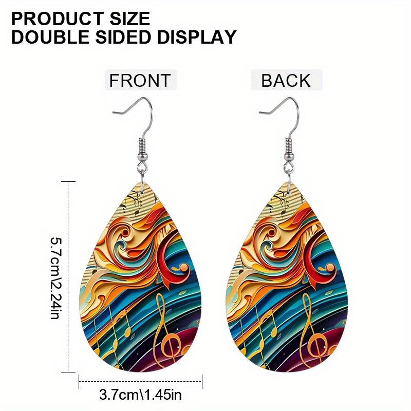 Note Guitar PU Leather Earrings for Women Elegant Fashion Earring Jewelry Matching for Festivals, Banquets, Parties