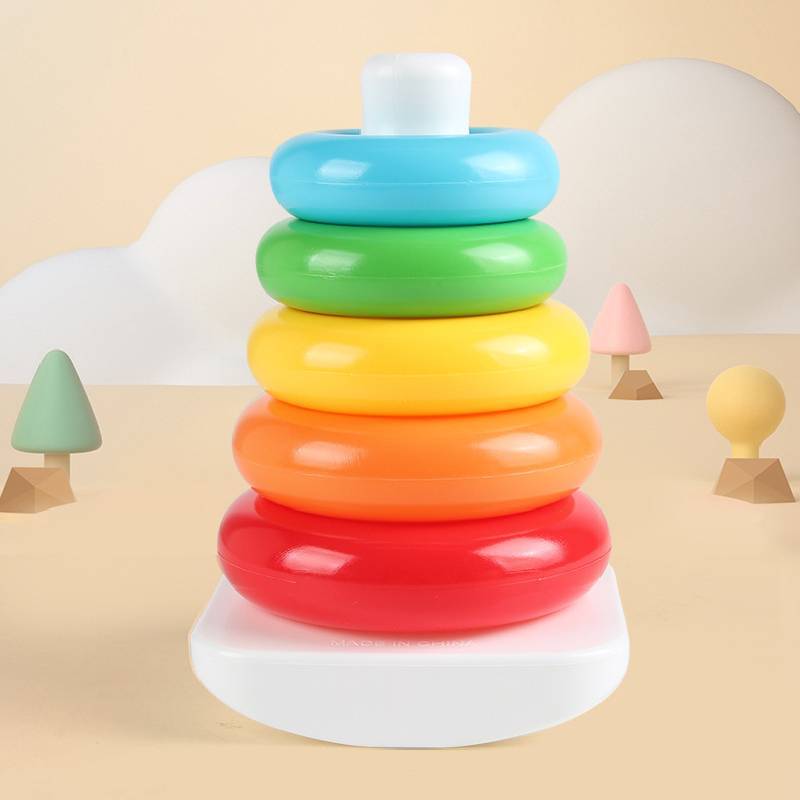 Rainbow Spinning Stacking Rings Toy For Baby Brain Development And Visual Skills