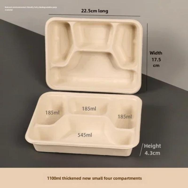 Caja de embalaje desechable para entrega dividida, 10 unidades, gran capacidad, papel de cuadrícula múltiple, cajas para el almuerzo, respetuosas con el medio ambiente, para microondas