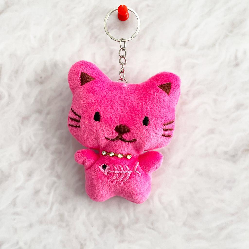 Plush Cat Keychain With Sparkling Embellishments For Kids And Teens
