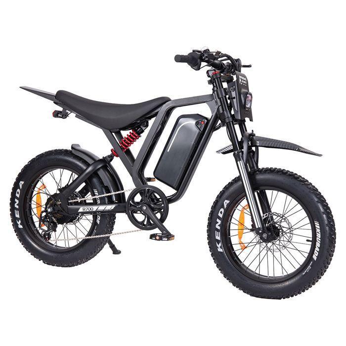 Elektrische Mountainbike voor Volwassenen 20" 1500W Accu 52V 25Ah Verwijderbaar Volledige Schokdemping 7 Versnellingen Fatbike 50KM-60KM PAS