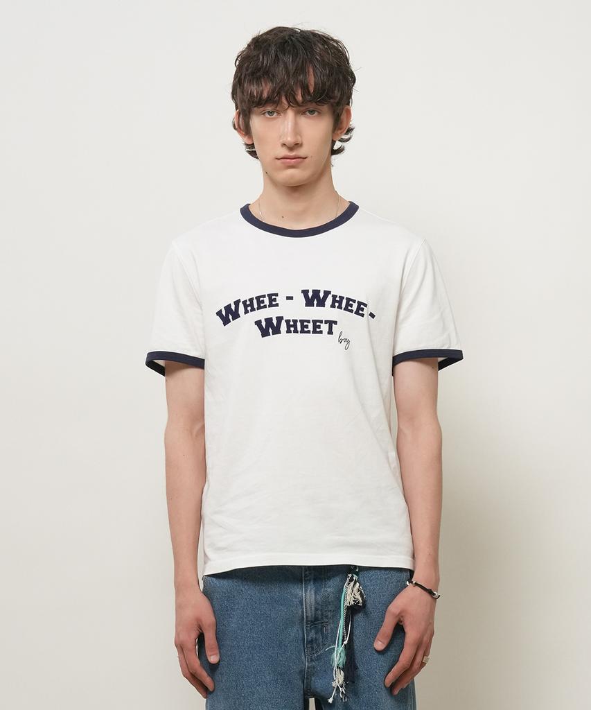 GENERALIDEA Man Whee Lettering Ringer Tee [White] / Gf2Mts011