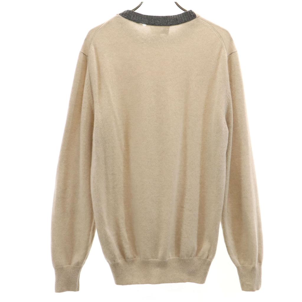 Hermes Made In Italy 100% Cashmere Long Sleeve Sweater XS Beige Knit Men's Used