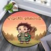 Custom Name,Tanjiro Kamado pattern round rug,Carpet Rug for Living Room Bedroom Playroom ,Non-slip Floor Mat,Holiday Gifts and Birthday Gifts.