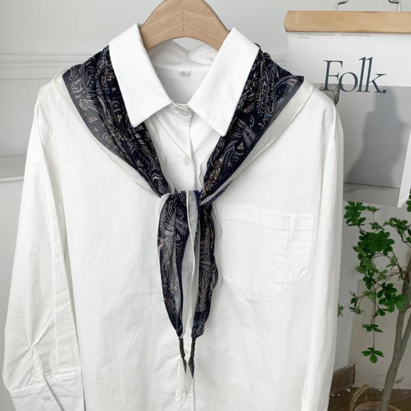 Cashew flower silk scarf new simple printing headscarf decorative scarf scarf small shawl triangular scarf tied waist