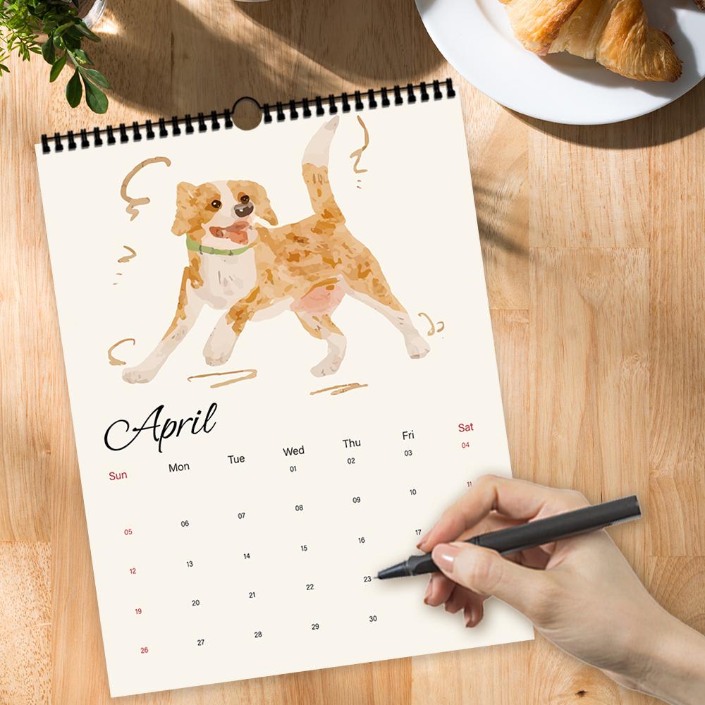 1pc 2026 Wall Calendar, Cute Dog Illustrations, 12 Beautiful Designs, Perfect Gift for  Birthdays,Christmas, New Year