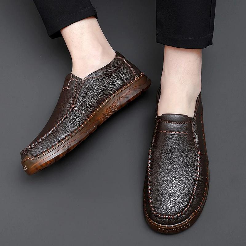 Fashion Man Loafers Genuine Leather Moccasins Business Men's Casual Shoes Retro Designer Driving Flats Party Social Shoes Zapatillas