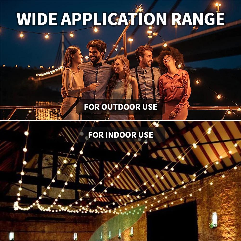 100/50/25ft Outdoor Garland Lights 220V G40 Plastic Bulb LED Tent Fairy Patio String Light Wedding Garden Party Decoration