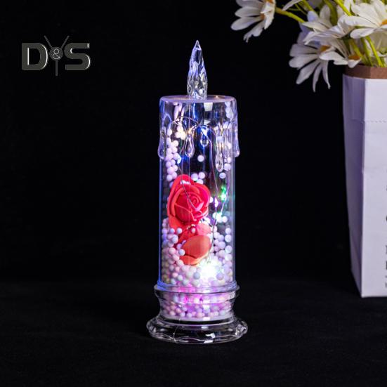 1 szt./2 szt. Wieczne kwiaty Bezpłomieniowe świece LED Migoczące świece filarowe Walentynkowe lampki nocne na ślub, dekorację domu