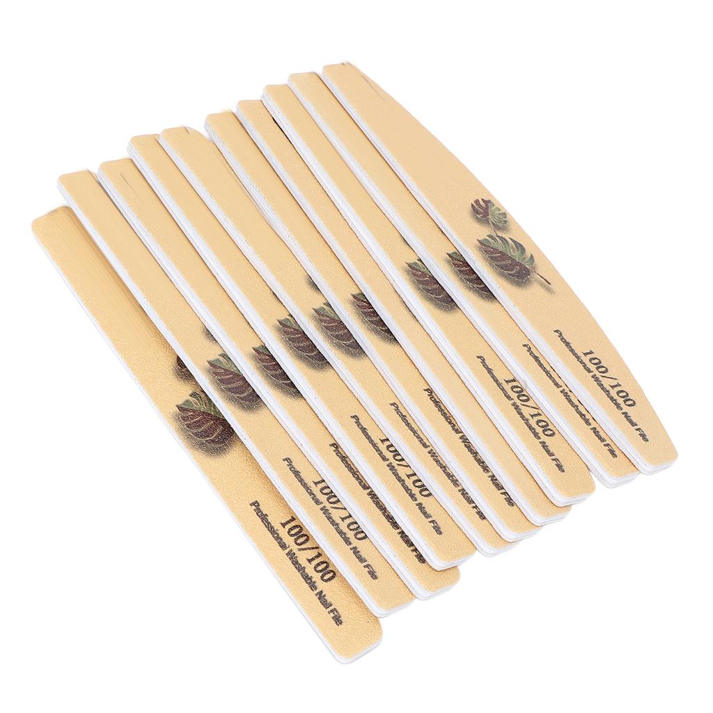 10pcs Nail File Professional Washable Reusable Double Sided Nail Buffer File Manicure Tool (Yellow)