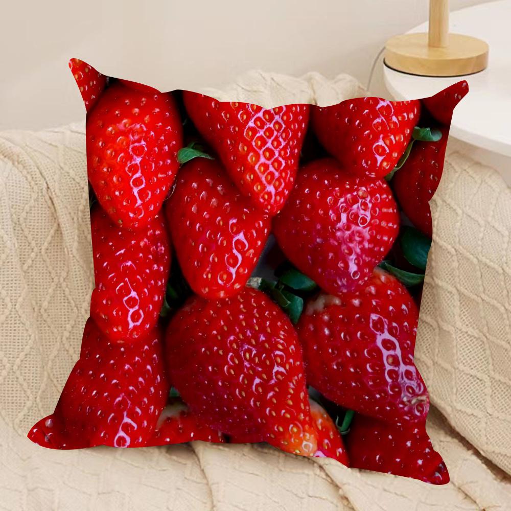 Fresh Food Anime Health Cushion Cover Silky Short Plush DoubleSided Printed Pillow Case for Sofa All Seasons Home Decor Gift