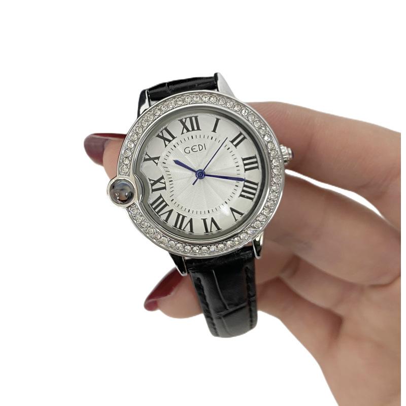 Ladies Light Luxury High-Value Imitation Sapphire Creative Folding Buckle Belt Quartz Watch