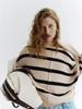2026 Autumn/Winter Elegant Striped Knit Sweater - Sweet and Stylish Low Round Neck Pullover for Women