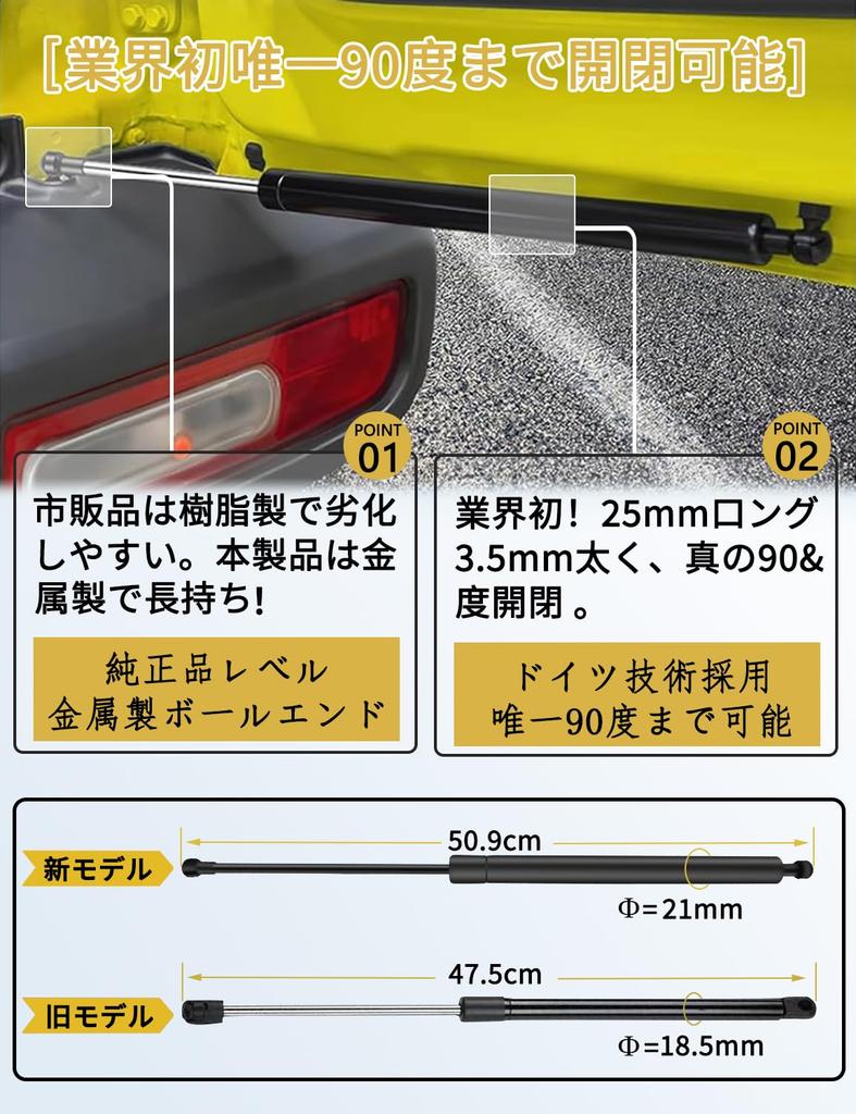 Beautytrees produkter for Suzuki Jimny Sierra JB74 Bakdørsdemper Fri stopp Trinnløs justering Stopp midtveis Ekte erstatning Hydraulisk demper Bak
