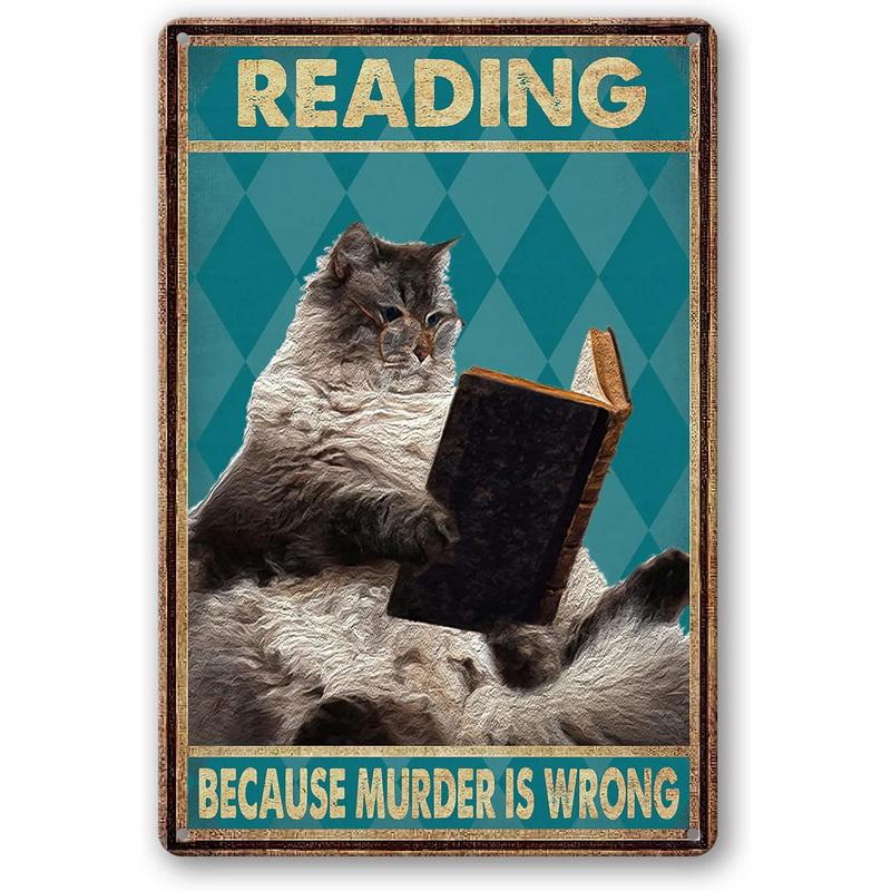 Funny Cat Decor Metal Tin Signs I Do What I Want  Cute Cat Funny Metal Posters Wall Art Decor Signs for Bathroom, Garden, Home