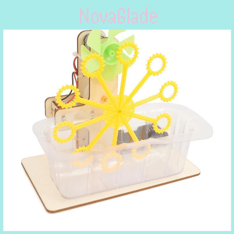 Science Diy Bubble Blower Machine For Kids Wooden Material Assembly Educational Toy