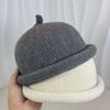 with Short Brim Knitted Hat Solid Color Landlord Hats Fashion Knitted Melon Skin Hats  Winter