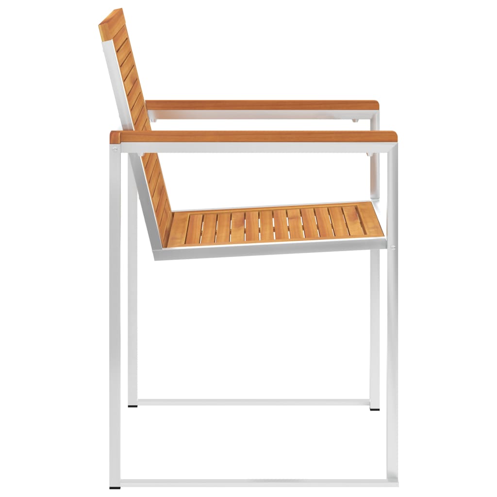 Garden Chairs with Cushions 2 Pcs Solid Acacia Wood and Steel