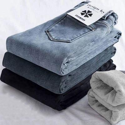 Pantalones vaqueros ajustados de cintura alta para mujer, gruesos, de invierno, cálidos, ajustados, elásticos, informales, pantalones de pitillo vaqueros