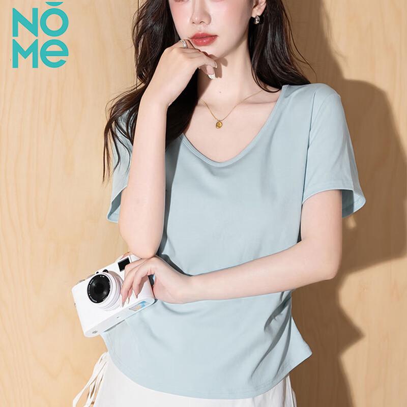 NOME Women s V-Neck Pleated Waist Short Sleeve T-Shirt 2XL