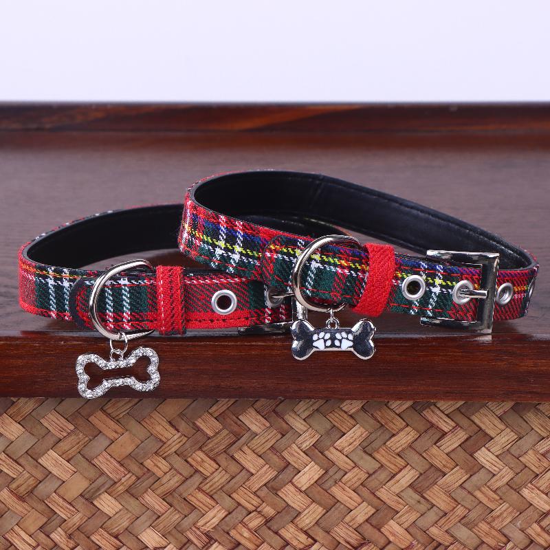 Y2K Goth Vintage Dog Bone Charm Necklace Punk Trendy Choker Simple Red Plaid Leather Buckle Necklaces Collar Chain Jewelry