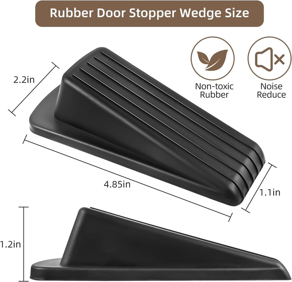 Door Stoppers for Bottom of Door On Floor, Premium Rubber Door Stopper Wedge, Floor Sturdy Stackable Door Stops for Carpet Heavy Duty Door, Door Gaps