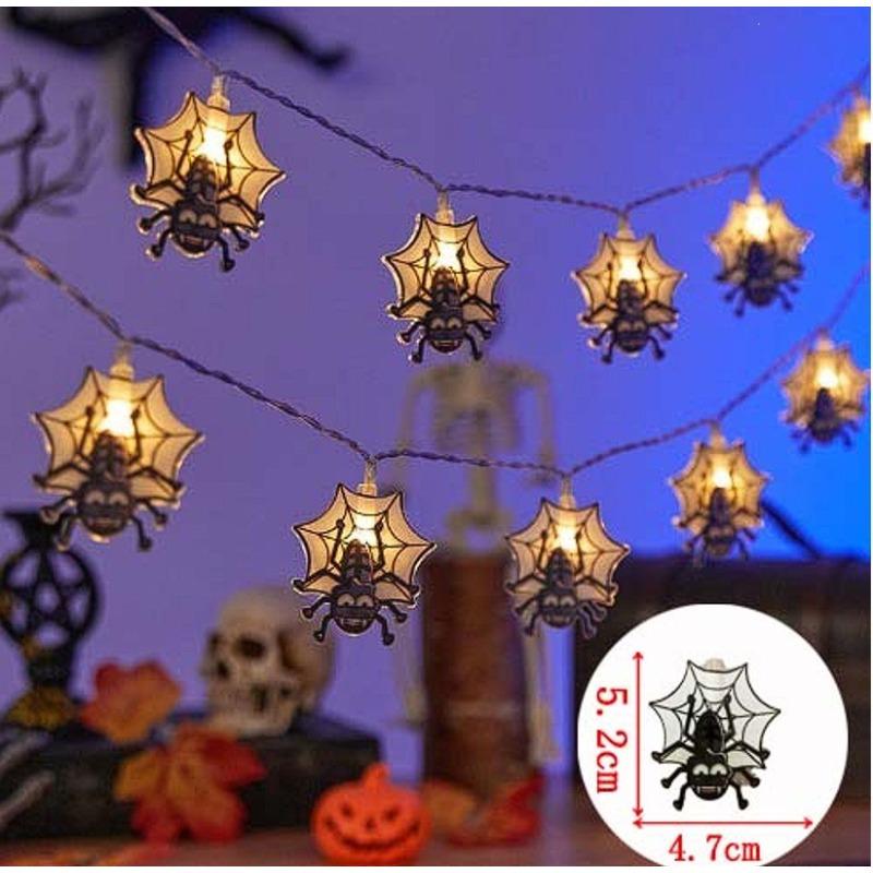 LED Halloween String Lights Pumpkin Black Cat Spider Web Ghost Battery USB Powered Indoor Outdoor Festive Fairy Night Lights