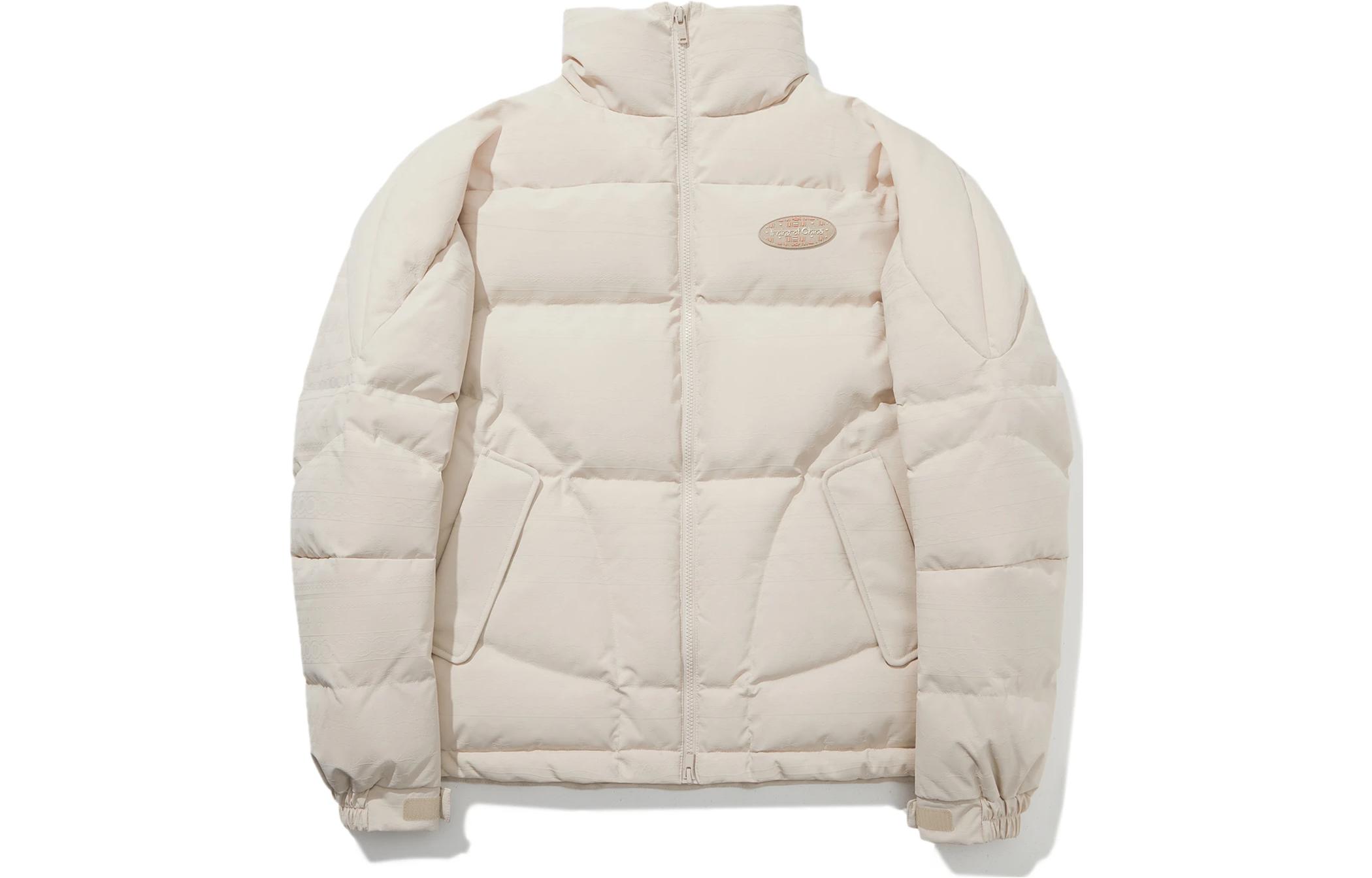 Li Ning Down Jackets Unisex Oat Gray Stand Collar Moderate Down Jacket AYMT033-1 M
