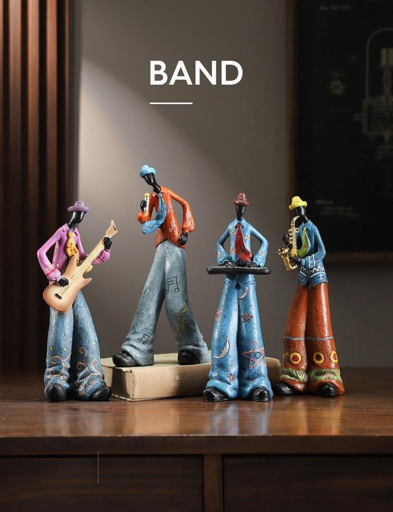 Xianci Retro Band Figure Ornament for Home and Living Room Decor, Perfect for Wine Cabinet, Bookcase, or Electronic Organ Display.