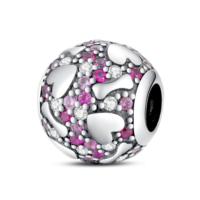 Copper Romantic Classical Flower Heart Rose Charm Beads For 3Mm Bracelet Diy Fine Jewelry Gift Making