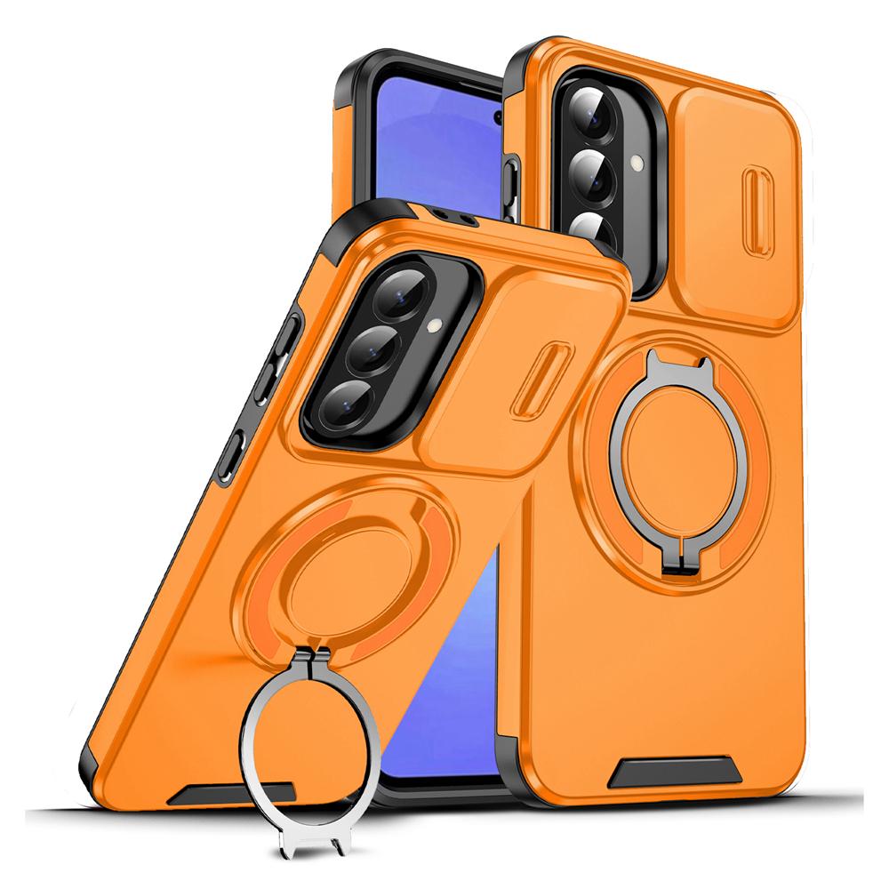 KEYSION 360° Ring Stand Phone Case for Samsung A56 5G A36 A26 5G Slide Camera Protection Magnetic Shockproof Cover for Galaxy A16 4G 5G