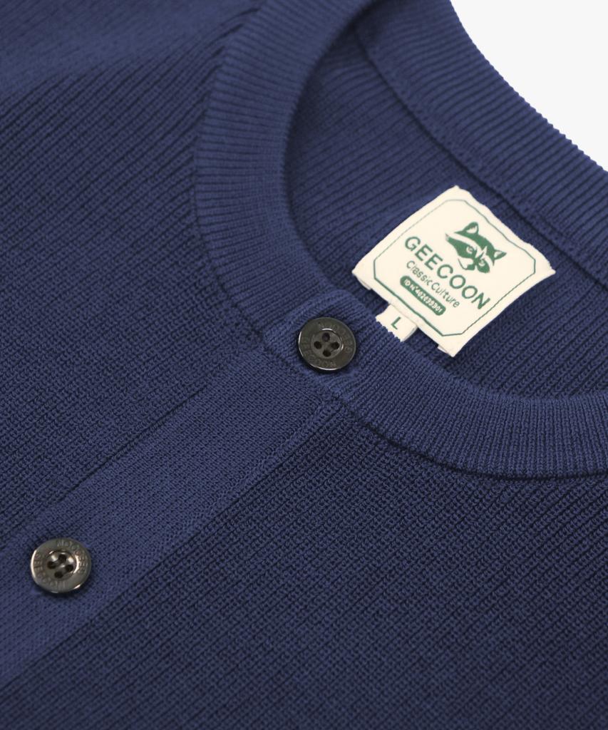 Jikun Viscose Round Half Knit Cardigan Gee265-106 Navy