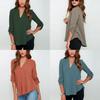 Stilvolles Damen Casual Langarm V-Ausschnitt T-Shirt Pullover Tunika Bluse Optionen