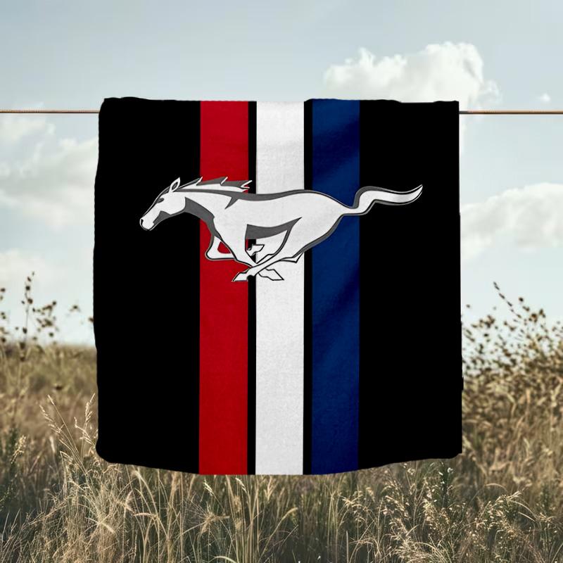 1PC Mustang Blanket Flannel Throw for Sofa, Indoor, Camping, Living Room, Office, Chair, And Bed Soft Birthday Christmas Gift
