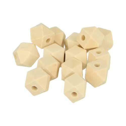Perles en bois - ARTEMIO - Polygone 12x16mm - Marron - Lot de 14 pièces - Personnalisables