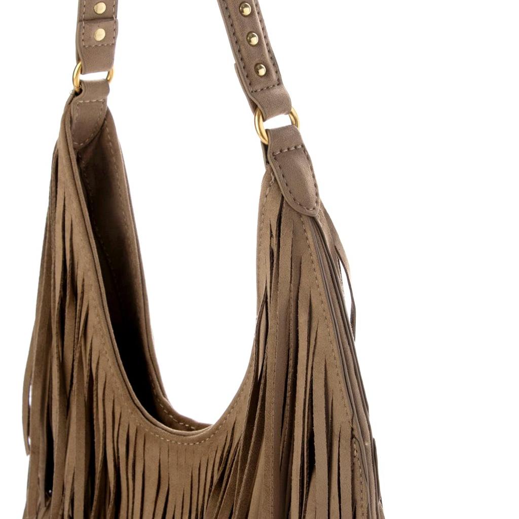 Suede Fringe Semi-shoulder Bag