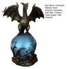 Resin Fantasy Sculpture Dragon Statue with Ball, Dark Style Figurine, USB Powered Desktop Ambient Room Lighting Lamp Ornaments, Gift for Men & Lovers