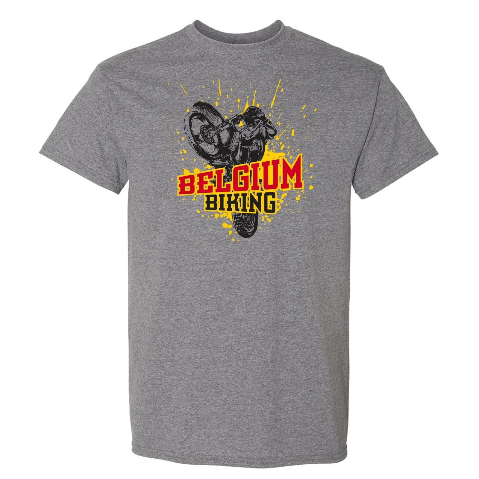 Belgium Biking - Cycling Summer Sports T Shirt - Graphite Heather S