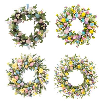 Künstlicher Oster-Eier-Kranz Oster-Deko Herbst Schöner Frühjahrsblumenkranz für Fenster Wohnzimmer Innen Außen Wand Hochzeit